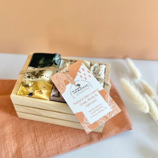 Sample Soap Box of half bars with tag