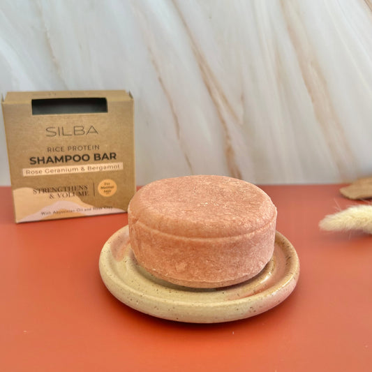 Shampoo Bar for normal hair on ceramic dish