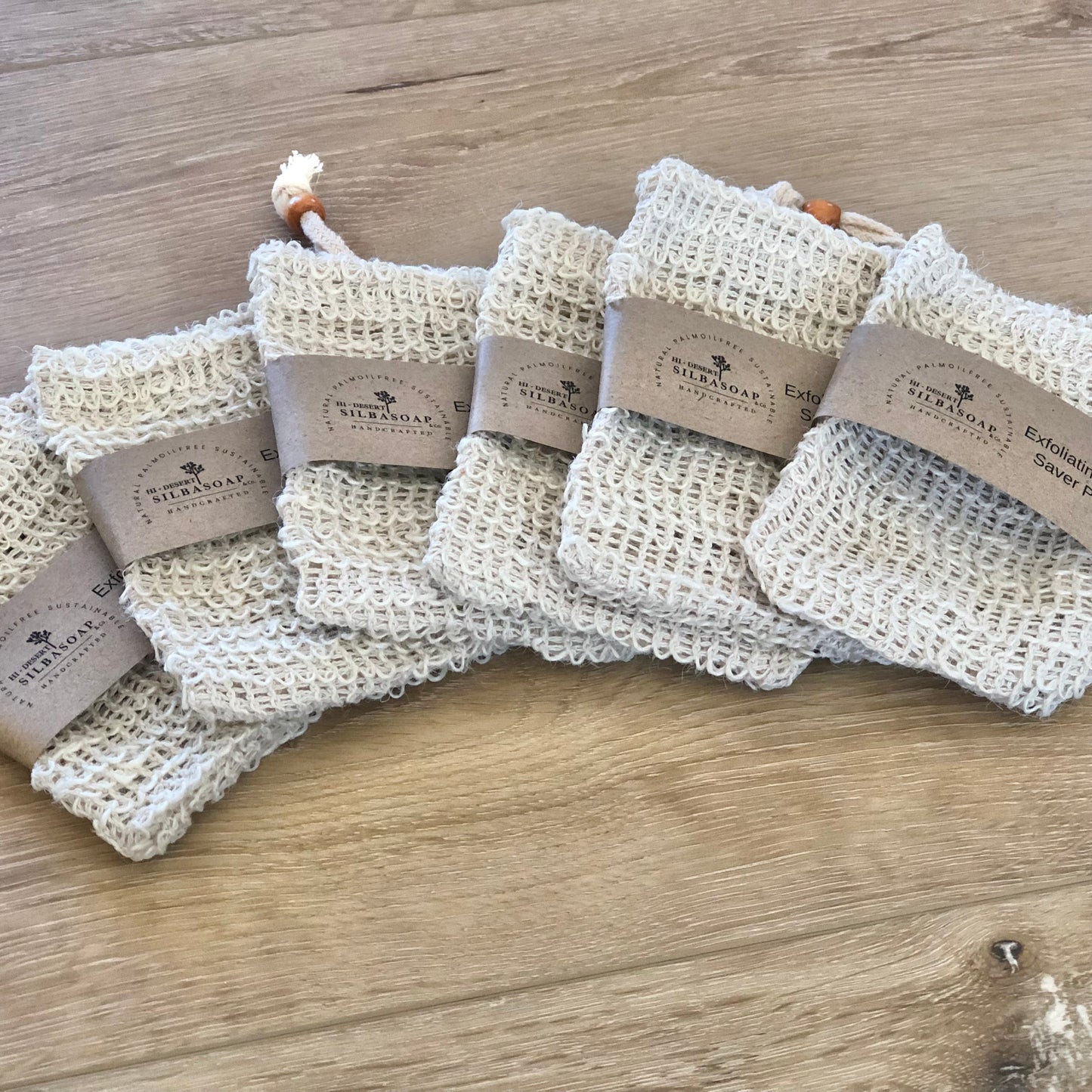 Six Soap Saver Pouches lined up