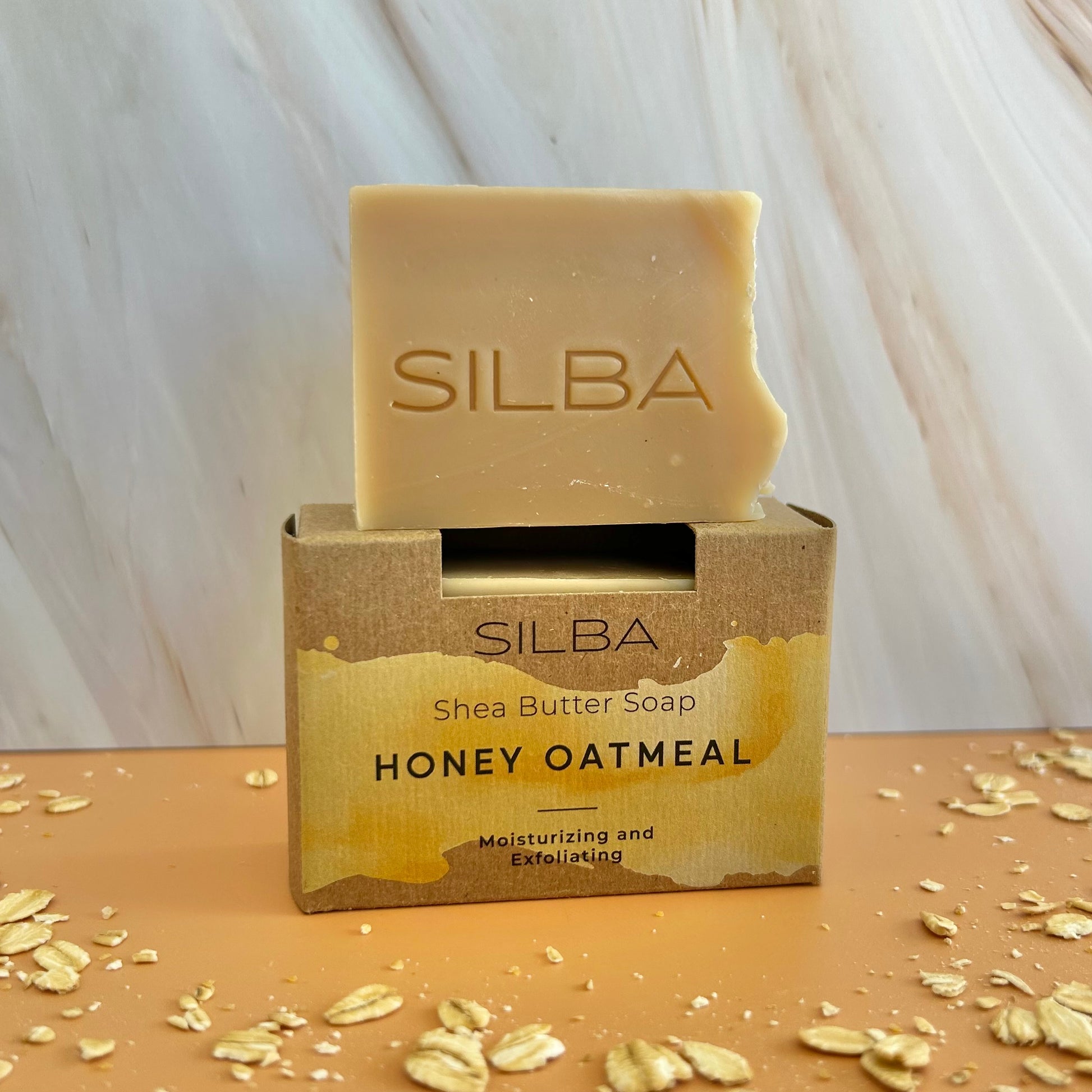 Honey Oatmeal Soap half bar soap stacked on each other
