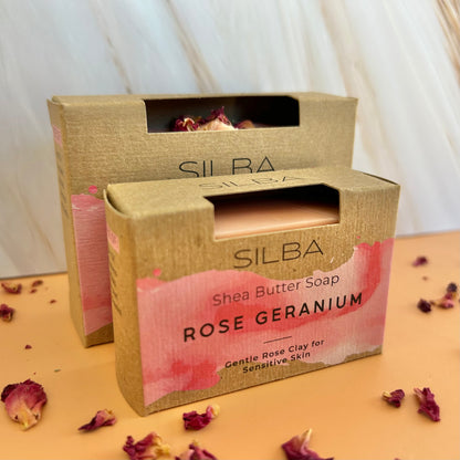 Rose Geranium Soap with both sizes displayed