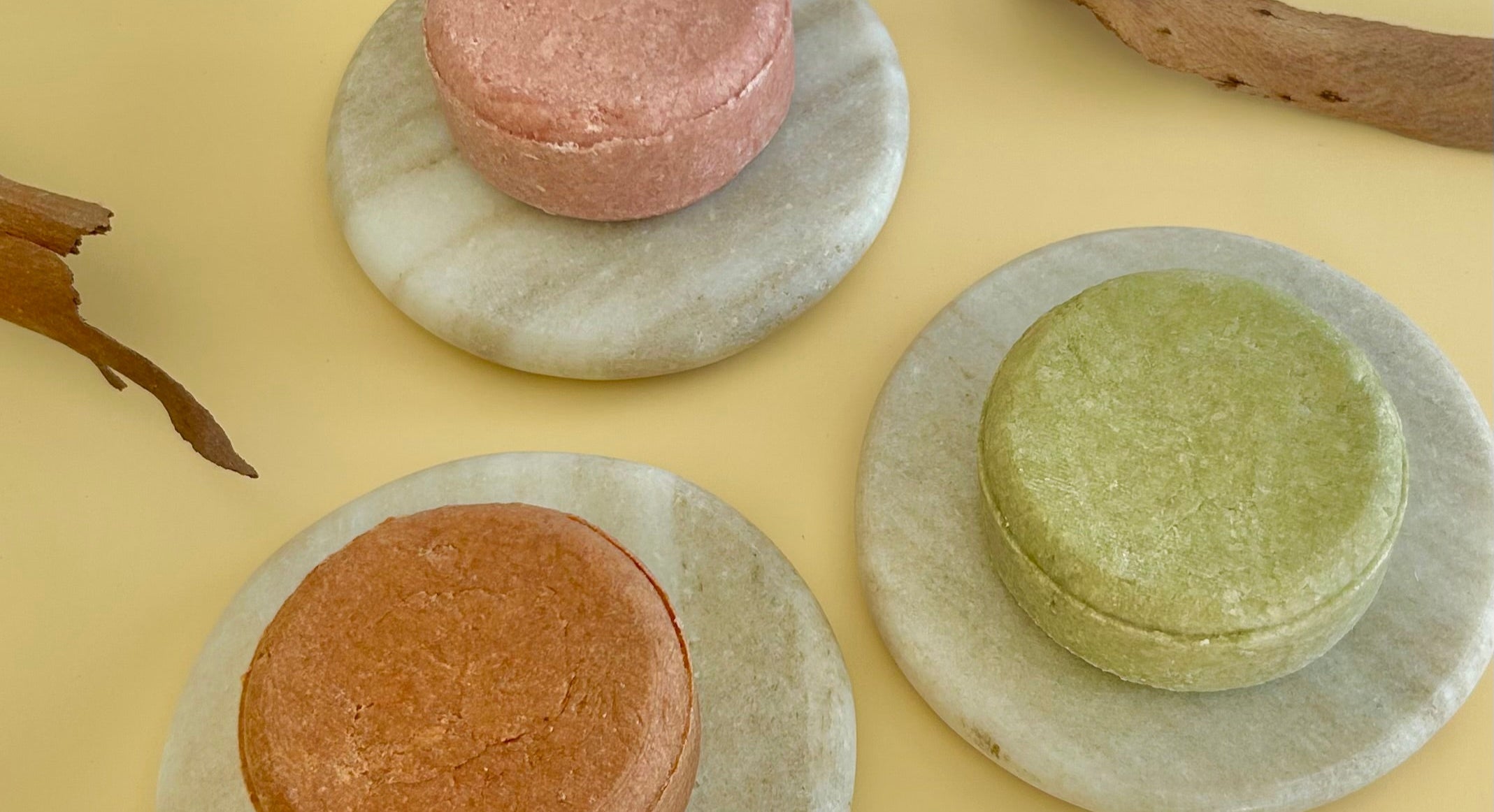 Shampoo Bars displayed on little trays