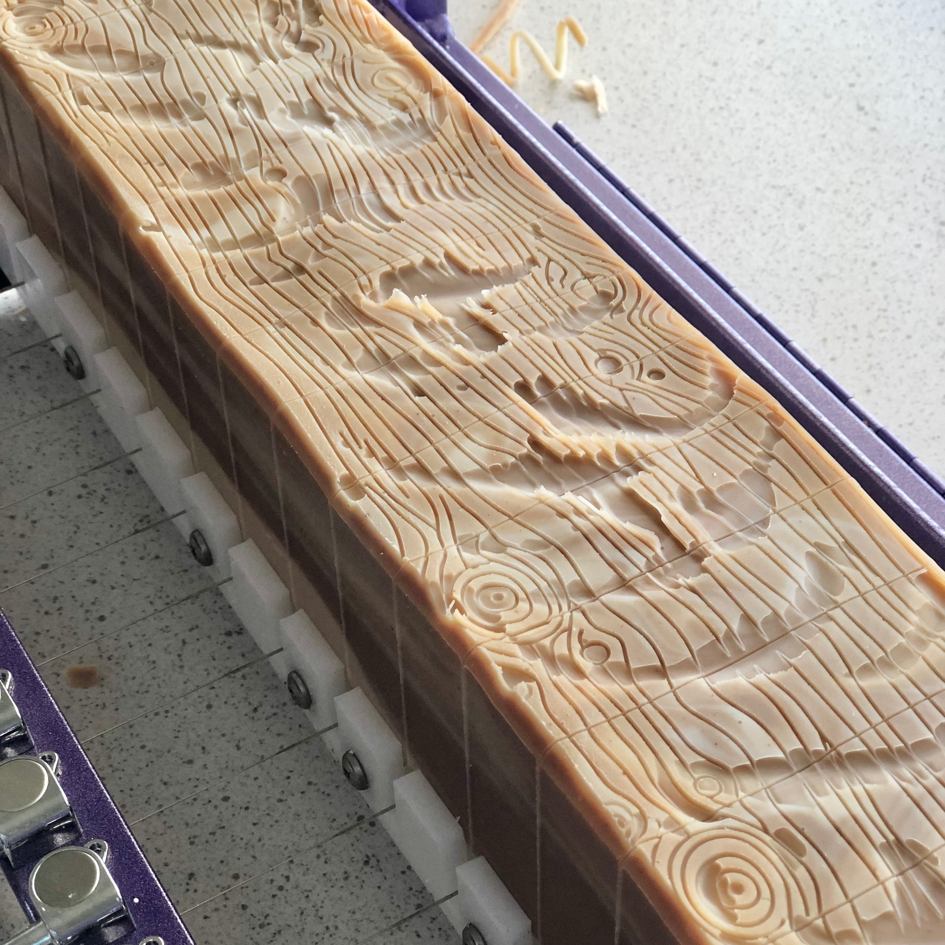 Mountain Man on the soap cutter