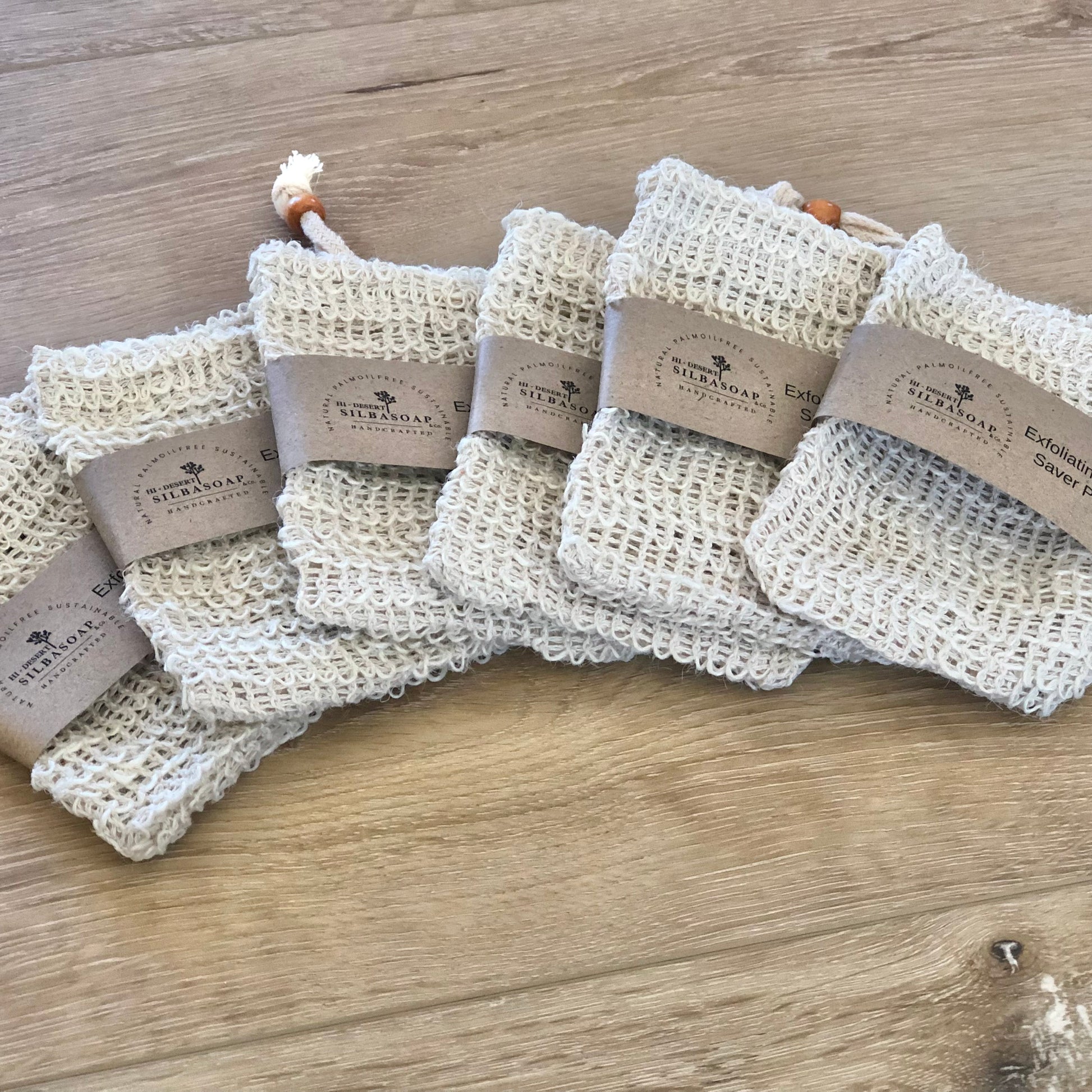 Six Soap Saver Pouches lined up